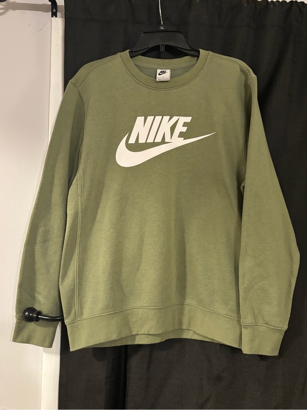 Nike Olive Green Crewneck Sweatshirt with White Logo